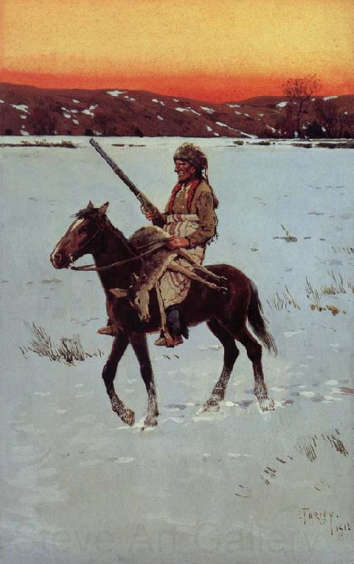 Henry F. Farny Indian Returning from the Hunt Germany oil painting art